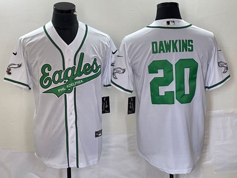 Men Philadelphia Eagles #20 Dawkins White Co Branding Game NFL Jersey style 5